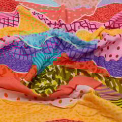 Multi Color Cotton Rayon Crepe Digital Printed Fabric