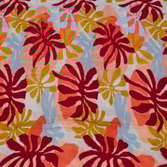 Sky Blue Color Cotton Rayon Crepe Digital Printed Fabric