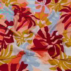 Sky Blue Color Cotton Rayon Crepe Digital Printed Fabric