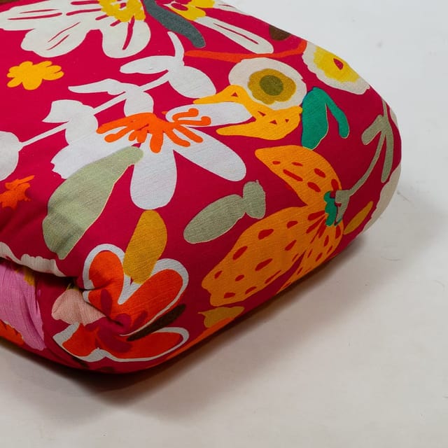 Red Color Cotton Rayon Crepe Digital Printed Fabric