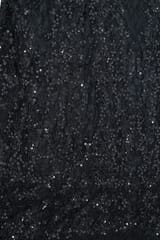 Black Color Net Embroidered Fabric