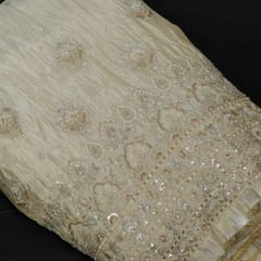 Dyeable Tissue Upada Embroidered Fabric