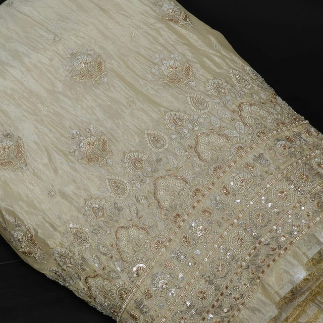 Dyeable Tissue Upada Embroidered Fabric