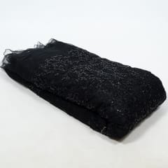 Black Color Net Embroidered Fabric