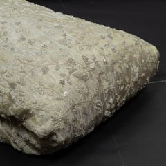 Dyeable Tissue Upada Embroidered Fabric