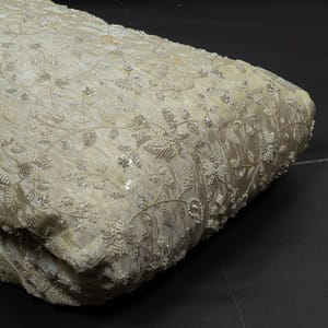 Dyeable Tissue Upada Embroidered Fabric