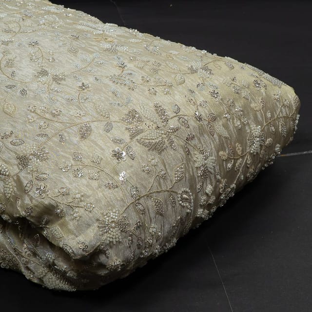 Dyeable Tissue Upada Embroidered Fabric