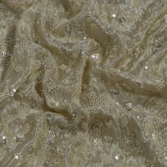 Dyeable Tissue Upada Embroidered Fabric