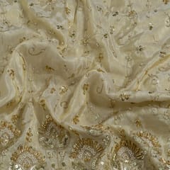 Dyeable Tissue Upada Embroidered Fabric