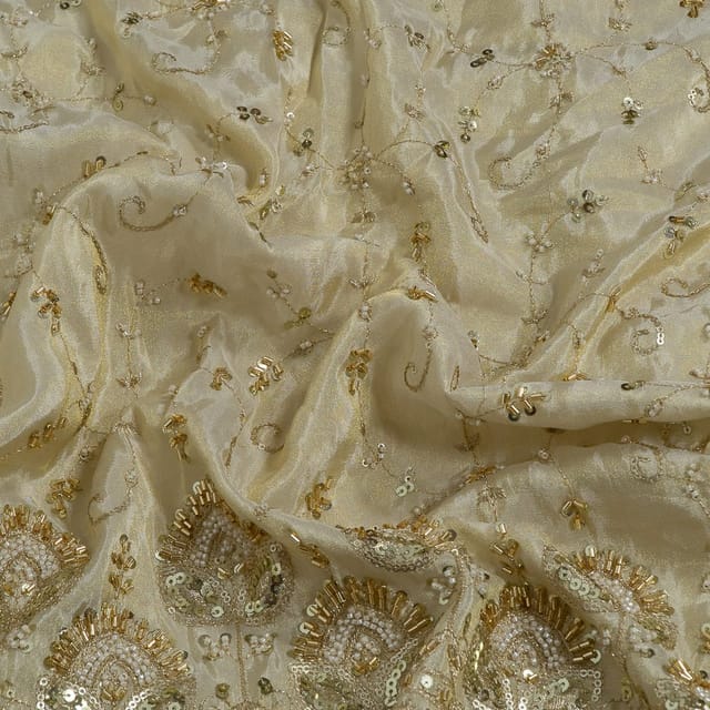 Dyeable Tissue Upada Embroidered Fabric