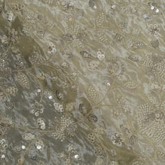 Dyeable Tissue Upada Embroidered Fabric