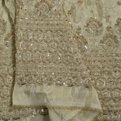 Dyeable Tissue Upada Embroidered Fabric