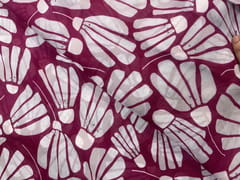 Wine & White Abstract Viscose Organza Fabric