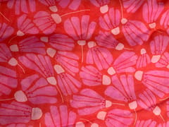 Orange Pink Floral Viscose Organza Fabric