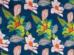 Blue Floral Pure Linen Fabric - 40 Lea