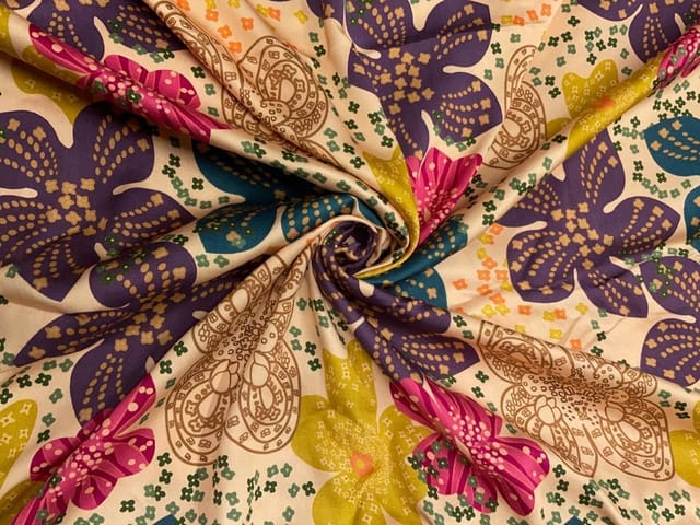 MultiColour Floral Modal Satin Fabric