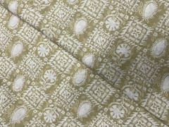 Light Olive Yellow Geometric Semilon Cotton Fabric