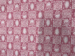Baby Pink Geometric Semilon Cotton Fabric