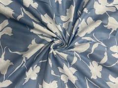 Greysblue Floral Semilon Cotton Fabric