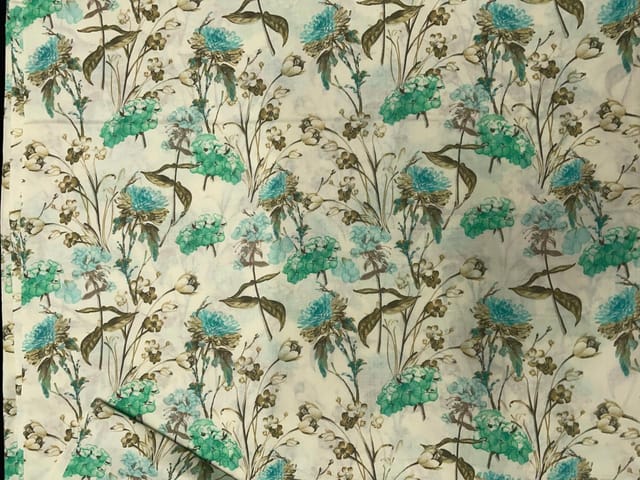 Sea Green Floral Samantha Cotton Fabric