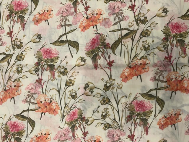Orange Floral Samantha Cotton Fabric