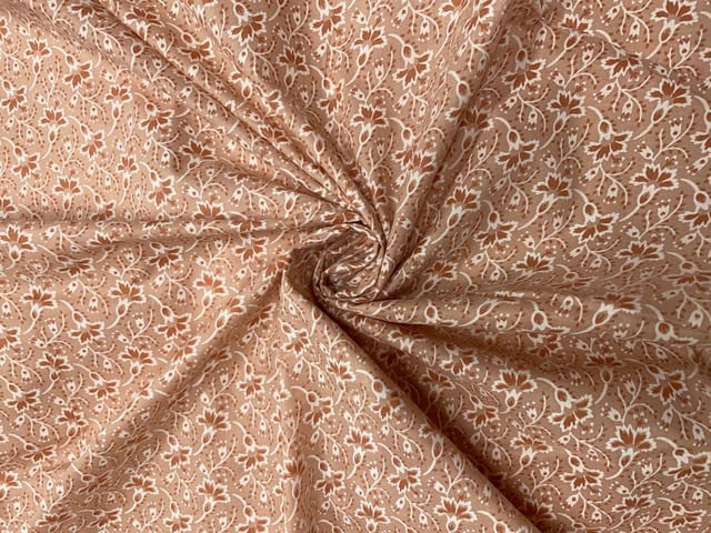 Light Dusty Orange Floral Cotton Brasso Fabric