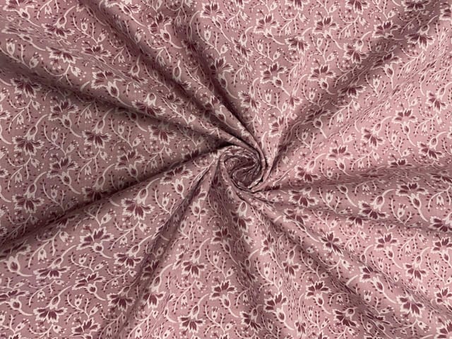 Onion Pink Floral Cotton Brasso Fabric