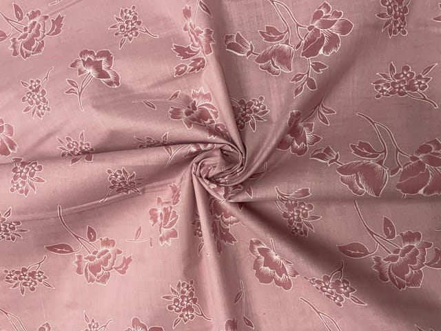 Onion Pink Floral Cotton Brasso Fabric