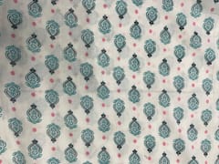 Sky Blue & White Abstract Cotton Fabric