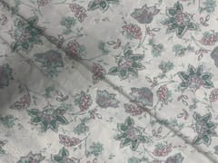 Sea Green Floral Cotton Hakoba Chikan Fabric