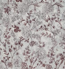 Off White colour Mal Chanderi silk printed fabric