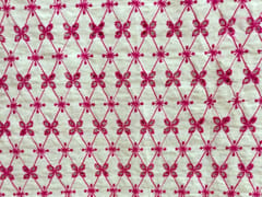 Natural Colour Dyeable Panta Floral Pattern Schiffli Embroidered Fabric