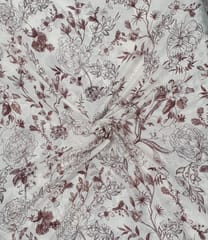 Off White colour Mal Chanderi silk printed fabric