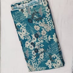 Tale Blue colour Mal Chanderi silk printed fabric