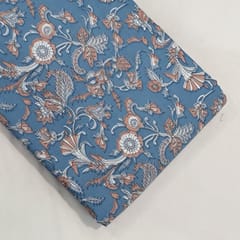 Blue Color Cotton Rayon Digital Printed Fabric