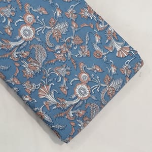 Blue Color Cotton Rayon Digital Printed Fabric