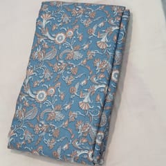 Blue Color Cotton Rayon Digital Printed Fabric