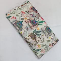 Off White Multi  colour Mal Chanderi silk printed fabric