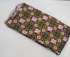 Green Color Chanderi silk printed fabric