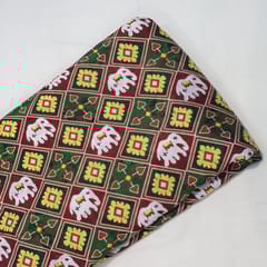 Green Color Chanderi silk printed fabric