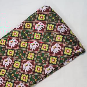 Green Color Chanderi silk printed fabric