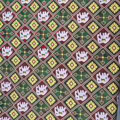 Green Color Chanderi silk printed fabric