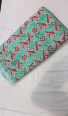 Sea Green Chanderi silk printed fabric