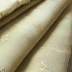 Golden Beige Gold Zari Butti Dyeable Fabric