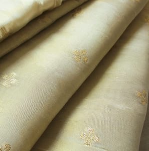 Golden Beige Gold Zari Butti Dyeable Fabric