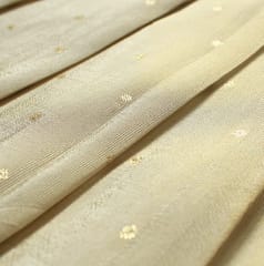 Golden Beige Gold Zari Mini Dot Dyeable Fabric