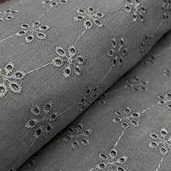 Grey Shade Embroidered Cotton Hakoba Fabric