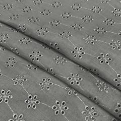 Grey Shade Embroidered Cotton Hakoba Fabric