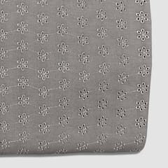 Grey Shade Embroidered Cotton Hakoba Fabric