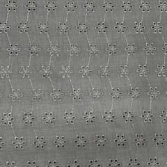 Grey Shade Embroidered Cotton Hakoba Fabric